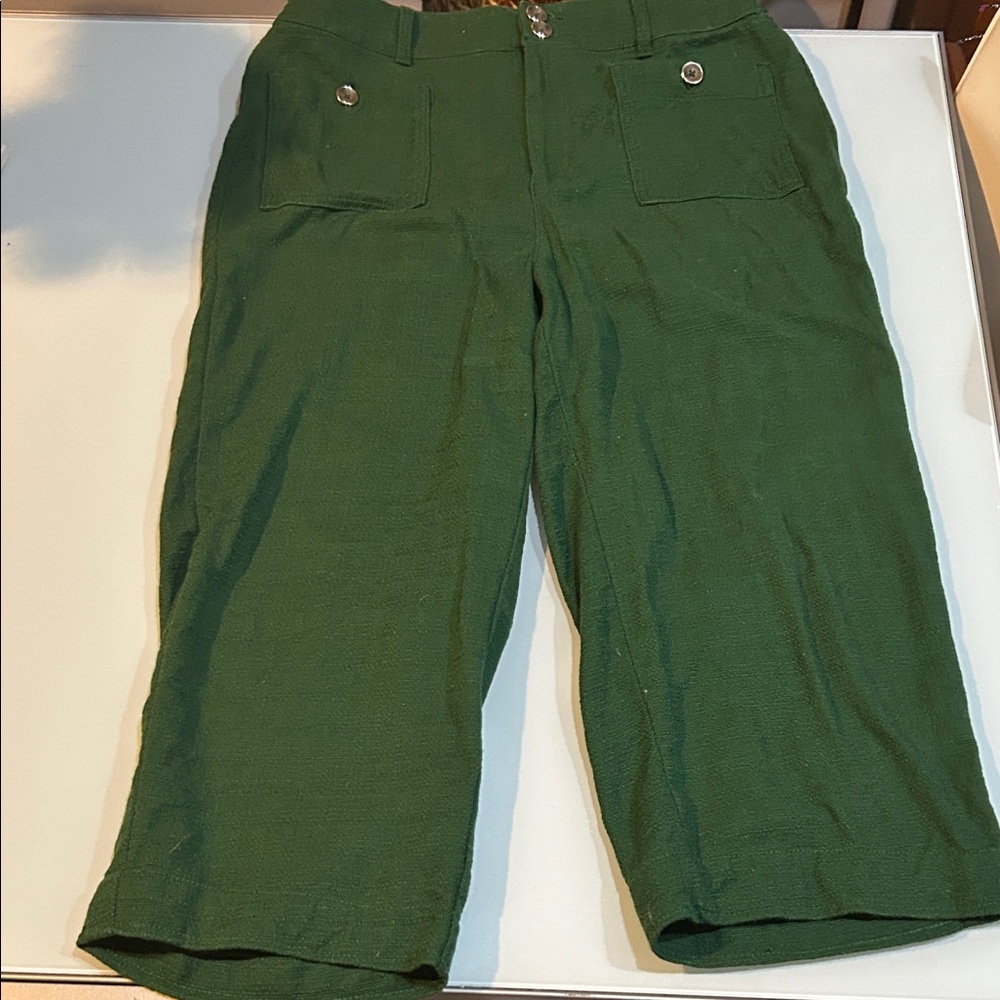 Green Cropped wide leg linen pants Chicos
